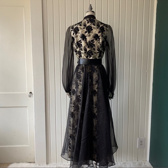 VTG 70s Mel Warshaw Gold Metallic Evening Dress - Picture 5 of 7